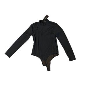 Shinestar New Women’s Black Bodysuit Size Large Long Sleeve Mock Neck